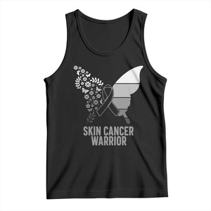 Floral Butterfly Melanoma Awarenes Tank Top Black Ribbon Warrior Support Gift TS12 Black Print Your Wear