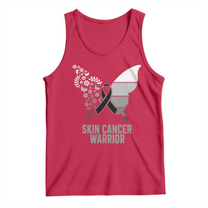Floral Butterfly Melanoma Awarenes Tank Top Black Ribbon Warrior Support Gift TS12 Red Print Your Wear