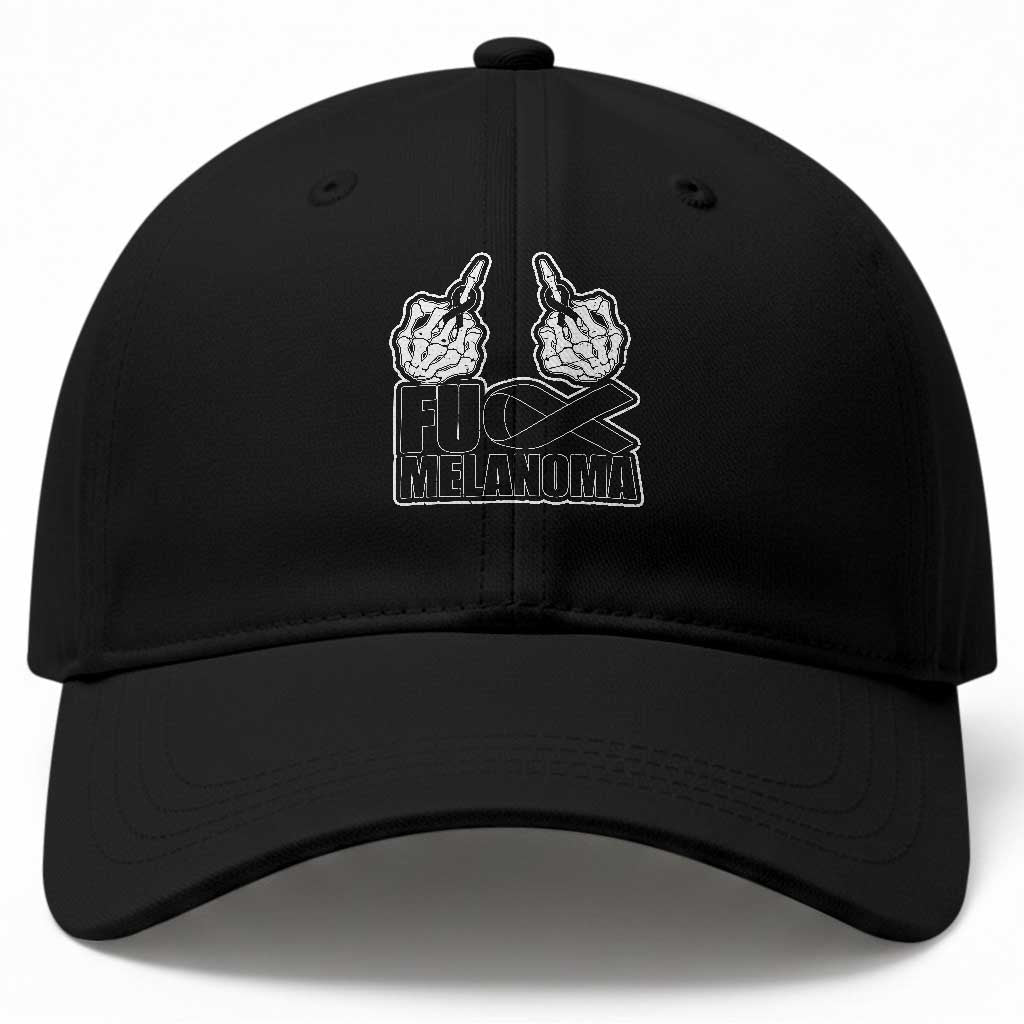 Fuck Melanoma Baseball Cap Skeleton Hand Black Ribbon Awareness TS12 Print Your Wear