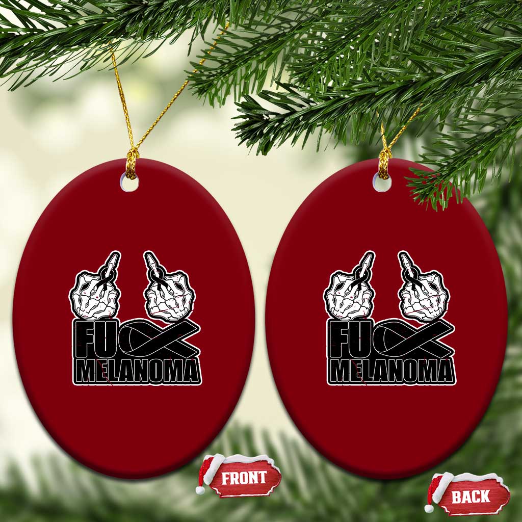 Fuck Melanoma Ceramic Ornament Skeleton Hand Black Ribbon Awareness TS12 Print Your Wear