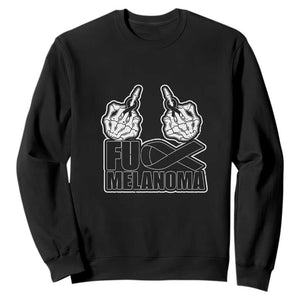 Fuck Melanoma Sweatshirt Skeleton Hand Black Ribbon Awareness TS12 Black Print Your Wear