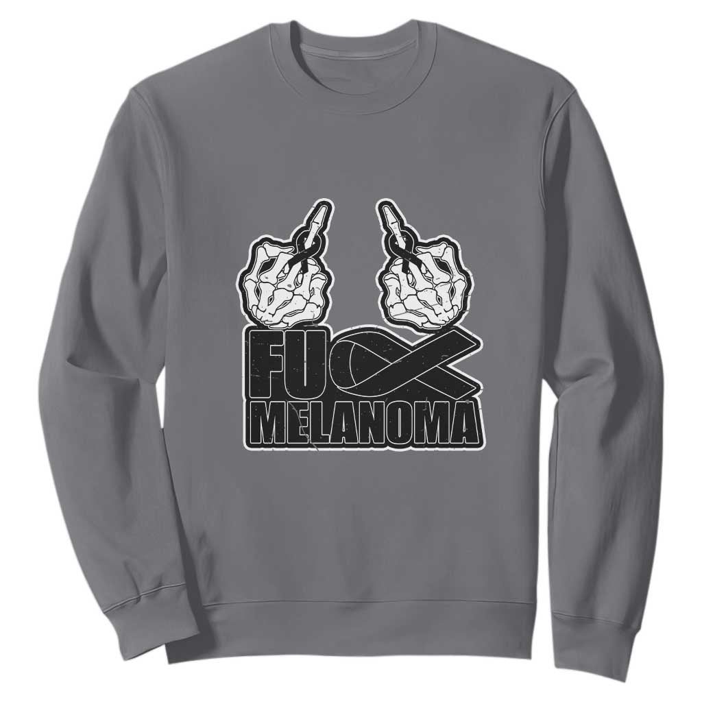 Fuck Melanoma Sweatshirt Skeleton Hand Black Ribbon Awareness TS12 Charcoal Print Your Wear