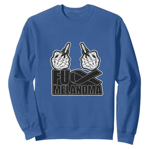 Fuck Melanoma Sweatshirt Skeleton Hand Black Ribbon Awareness TS12 Royal Blue Print Your Wear