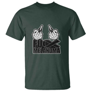 Fuck Melanoma T Shirt Skeleton Hand Black Ribbon Awareness TS12 Dark Forest Green Print Your Wear