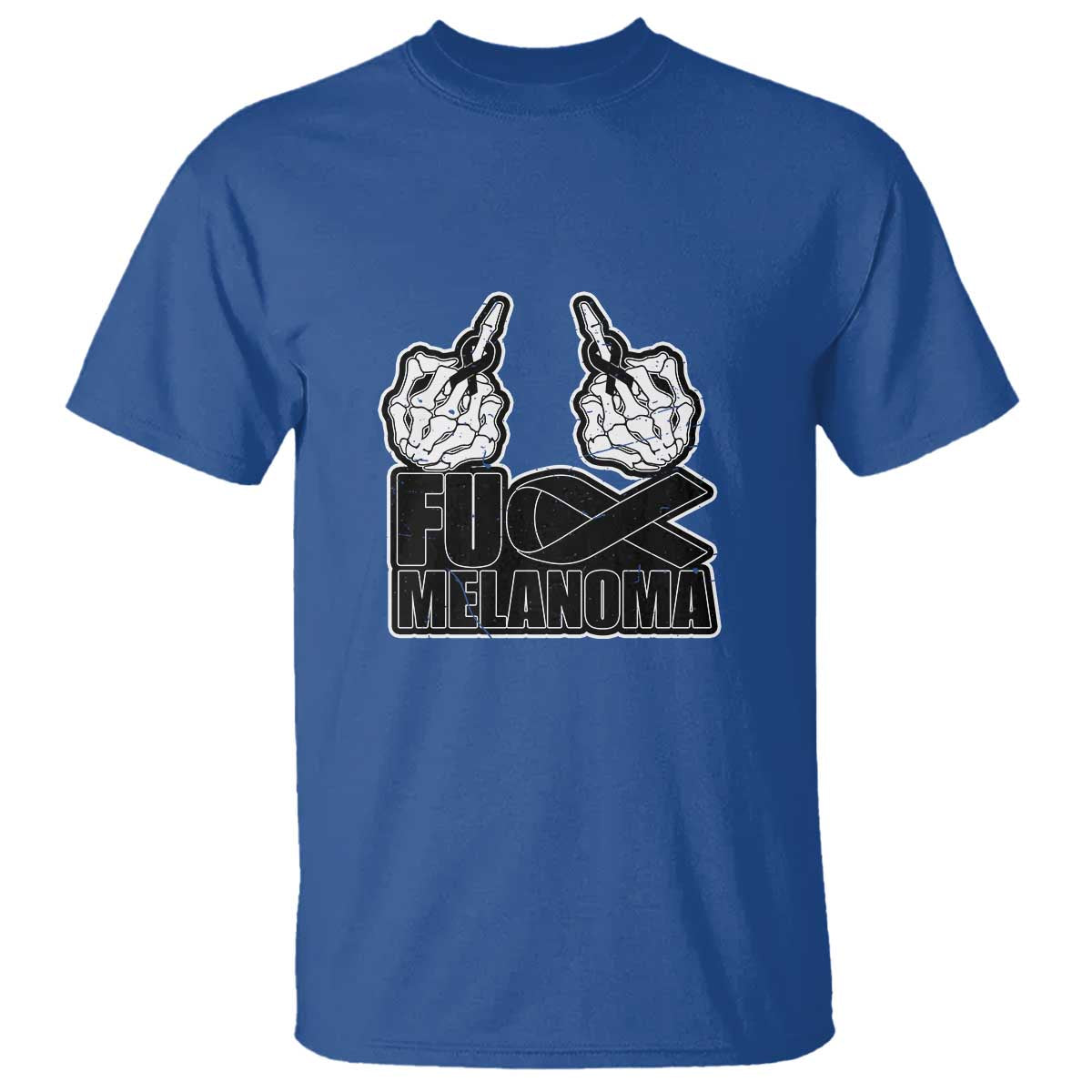 Fuck Melanoma T Shirt Skeleton Hand Black Ribbon Awareness TS12 Royal Blue Print Your Wear