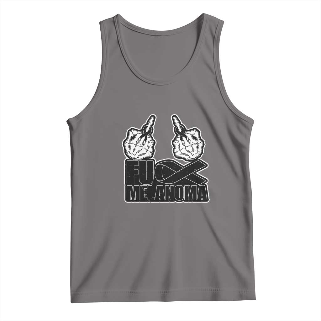 Fuck Melanoma Tank Top Skeleton Hand Black Ribbon Awareness TS12 Deep Heather Print Your Wear