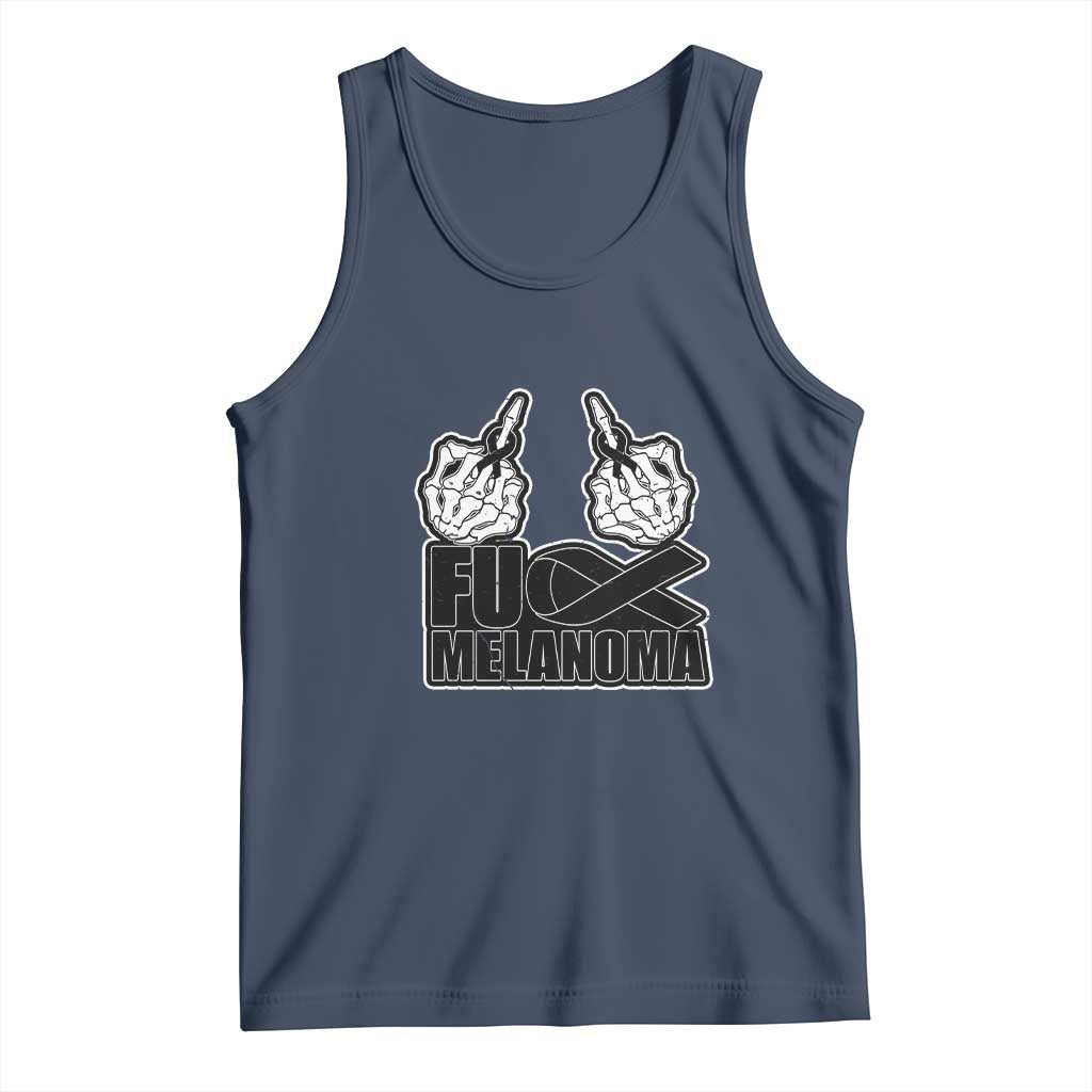 Fuck Melanoma Tank Top Skeleton Hand Black Ribbon Awareness TS12 Navy Print Your Wear