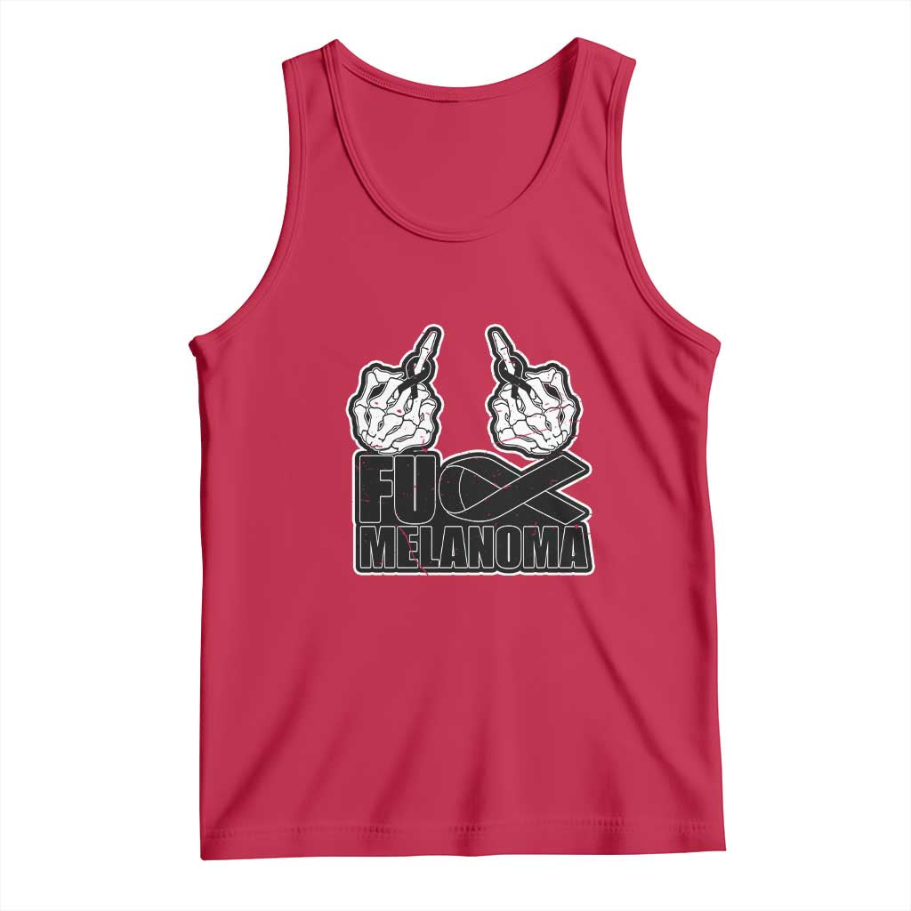 Fuck Melanoma Tank Top Skeleton Hand Black Ribbon Awareness TS12 Red Print Your Wear