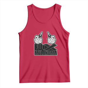 Fuck Melanoma Tank Top Skeleton Hand Black Ribbon Awareness TS12 Red Print Your Wear