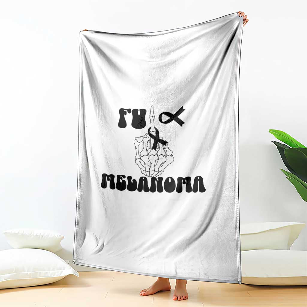 Fuck Melanoma Awareness Throw Blanket Skeleton Hand Ribbon Warrior Gift TS12 Print Your Wear