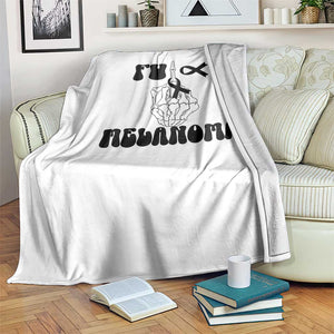 Fuck Melanoma Awareness Throw Blanket Skeleton Hand Ribbon Warrior Gift TS12 Print Your Wear