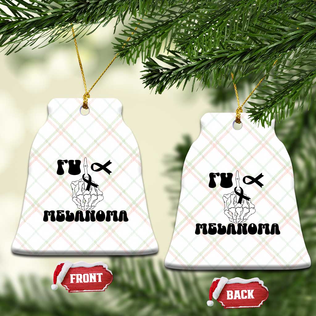 Fuck Melanoma Awareness Ceramic Ornament Skeleton Hand Ribbon Warrior Gift TS12 Print Your Wear