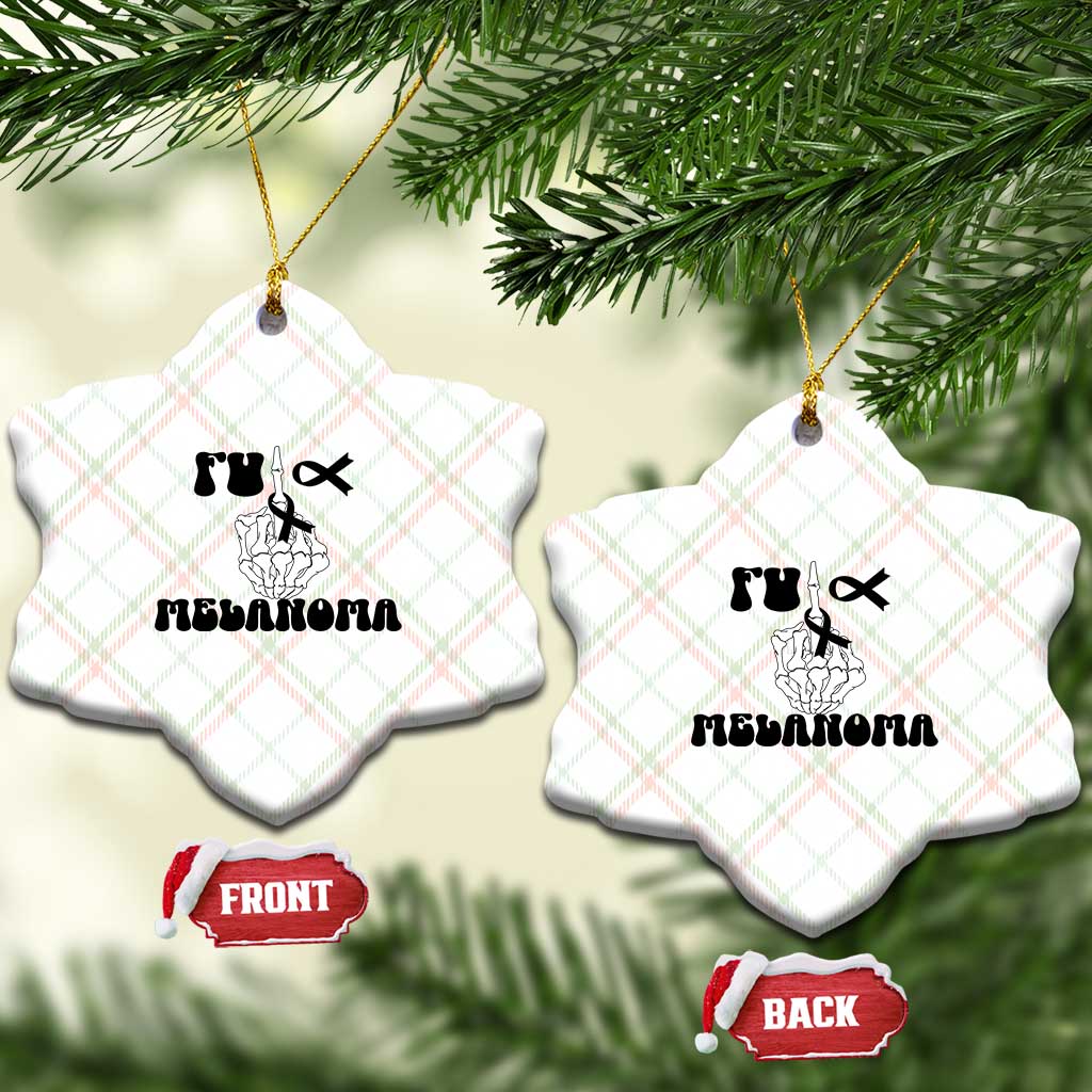 Fuck Melanoma Awareness Ceramic Ornament Skeleton Hand Ribbon Warrior Gift TS12 Print Your Wear