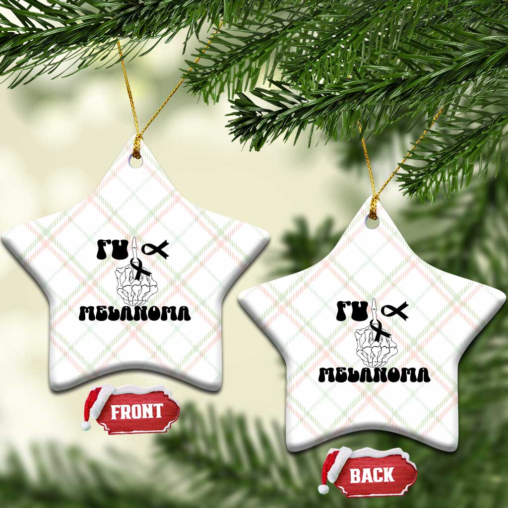 Fuck Melanoma Awareness Ceramic Ornament Skeleton Hand Ribbon Warrior Gift TS12 Print Your Wear