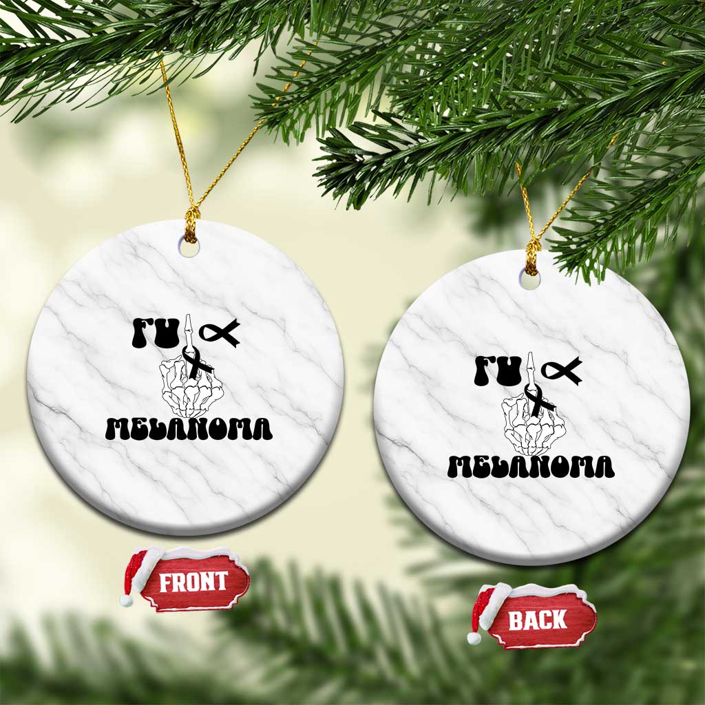 Fuck Melanoma Awareness Ceramic Ornament Skeleton Hand Ribbon Warrior Gift TS12 1pc White Marble Print Your Wear
