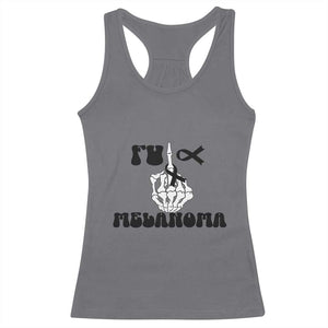 Fuck Melanoma Awareness Racerback Tank Top Skeleton Hand Ribbon Warrior Gift TS12 Charcoal Print Your Wear