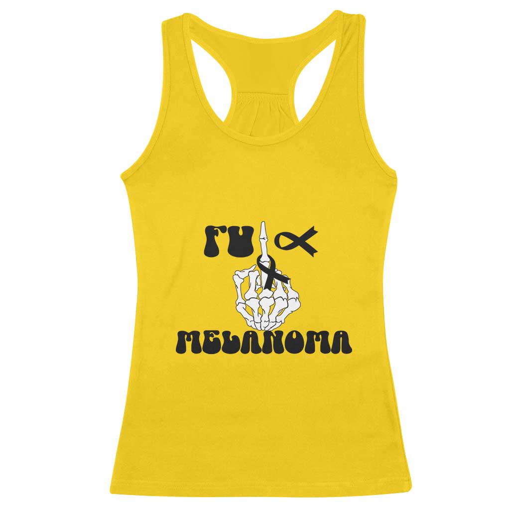 Fuck Melanoma Awareness Racerback Tank Top Skeleton Hand Ribbon Warrior Gift TS12 Daisy Print Your Wear