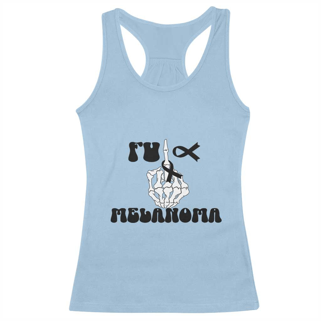 Fuck Melanoma Awareness Racerback Tank Top Skeleton Hand Ribbon Warrior Gift TS12 Light Blue Print Your Wear