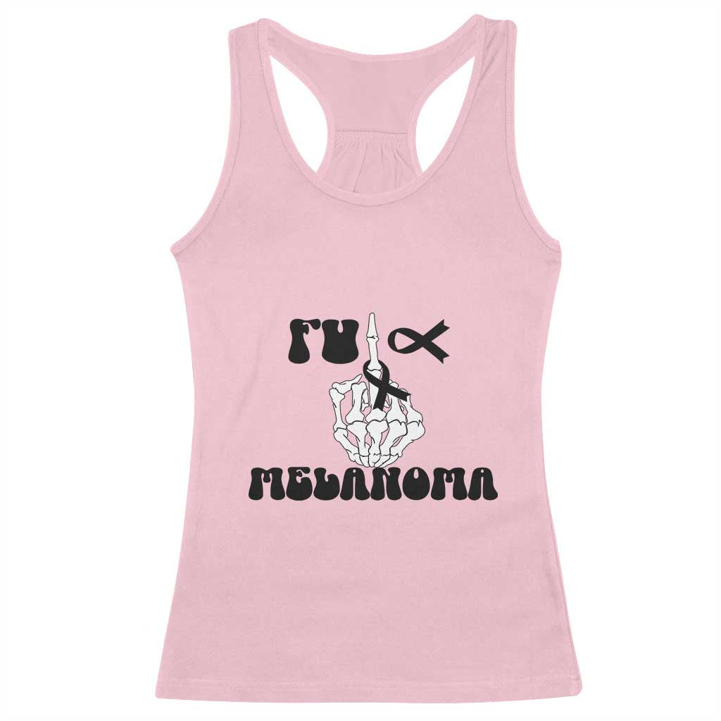 Fuck Melanoma Awareness Racerback Tank Top Skeleton Hand Ribbon Warrior Gift TS12 Light Pink Print Your Wear
