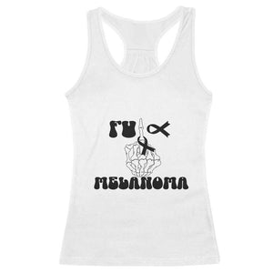 Fuck Melanoma Awareness Racerback Tank Top Skeleton Hand Ribbon Warrior Gift TS12 White Print Your Wear