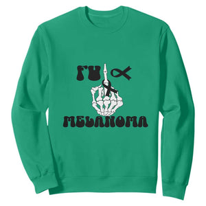 Fuck Melanoma Awareness Sweatshirt Skeleton Hand Ribbon Warrior Gift TS12 Irish Green Print Your Wear