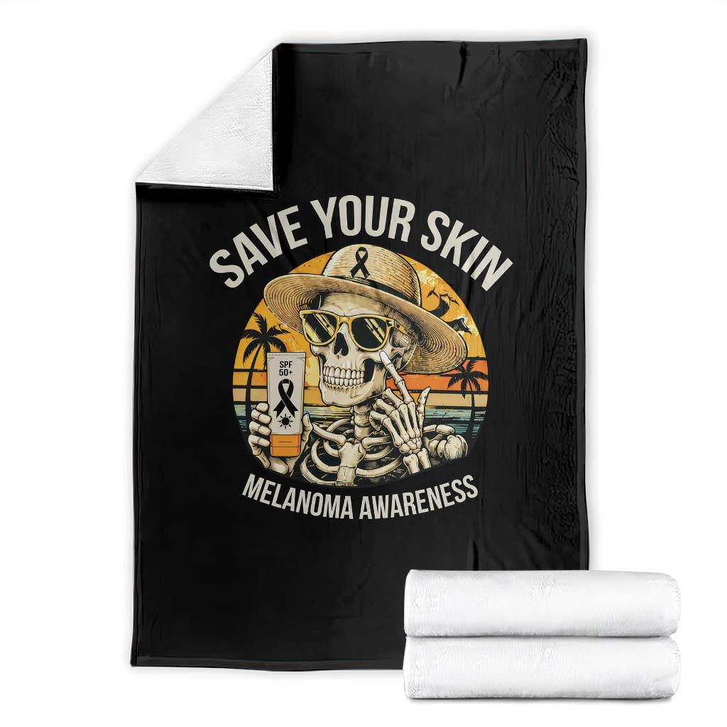 Funny Melanoma Cancer Awareness Graphic Throw Blanket Save Your Skin TS12 Black Print Your Wear