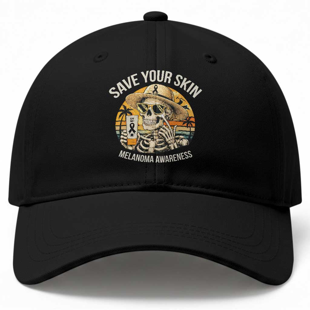 Funny Melanoma Cancer Awareness Graphic Baseball Cap Save Your Skin TS12 Print Your Wear