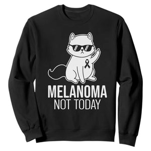 Melanoma Fighter Cat Sweatshirt Not Today Skin Cancer Awareness TS12 Black Print Your Wear