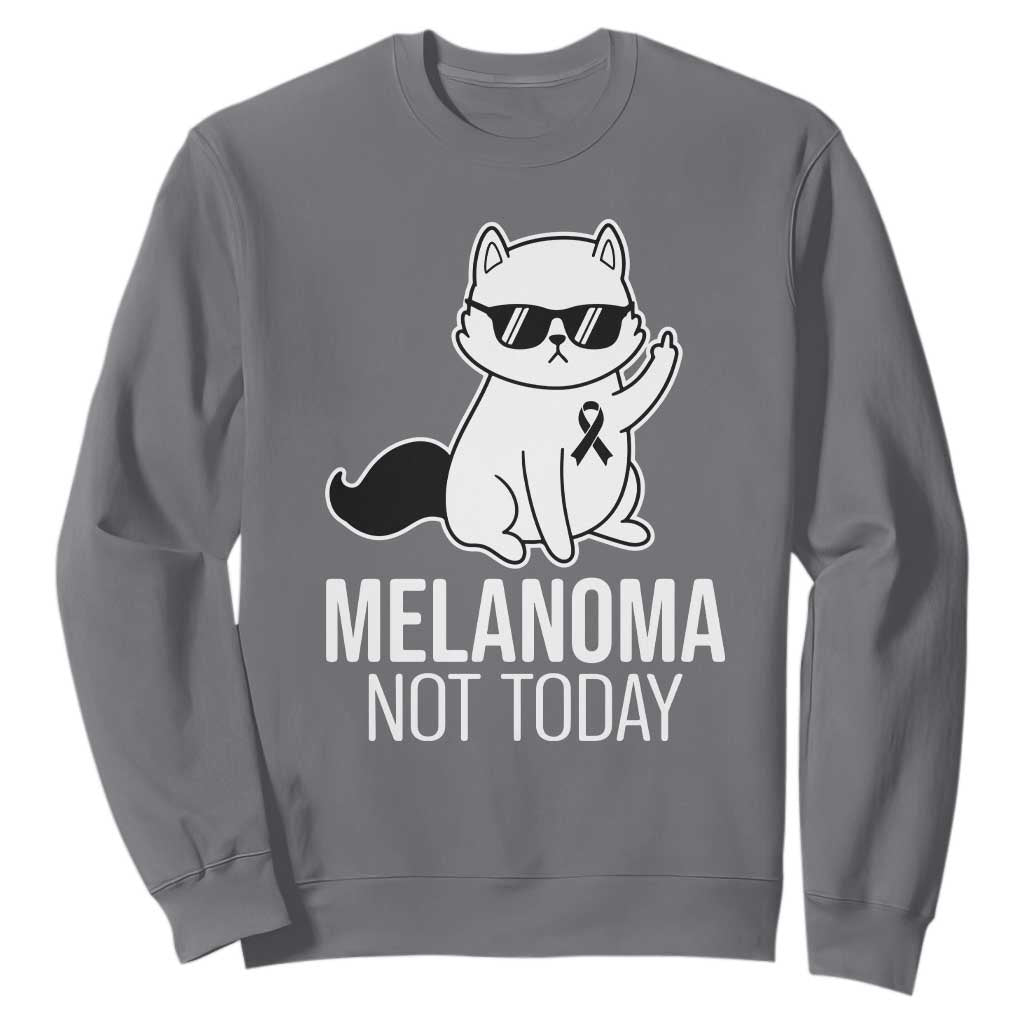 Melanoma Fighter Cat Sweatshirt Not Today Skin Cancer Awareness TS12 Charcoal Print Your Wear