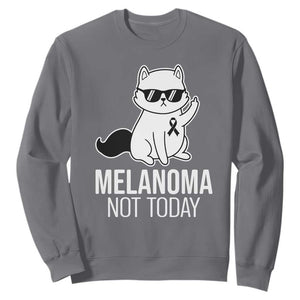 Melanoma Fighter Cat Sweatshirt Not Today Skin Cancer Awareness TS12 Charcoal Print Your Wear