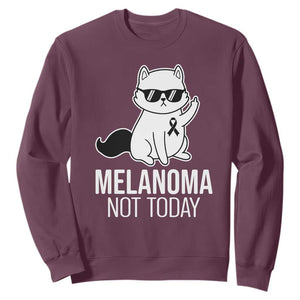 Melanoma Fighter Cat Sweatshirt Not Today Skin Cancer Awareness TS12 Maroon Print Your Wear