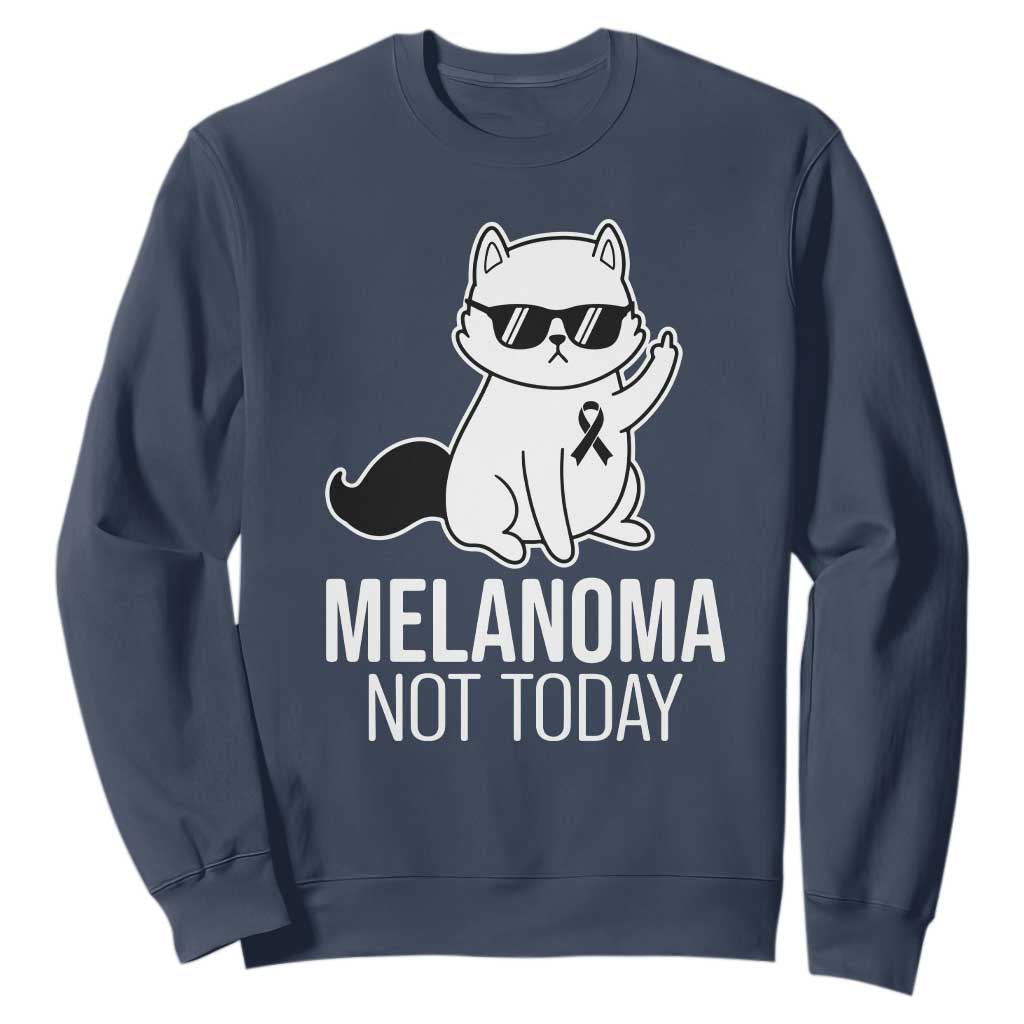 Melanoma Fighter Cat Sweatshirt Not Today Skin Cancer Awareness TS12 Navy Print Your Wear