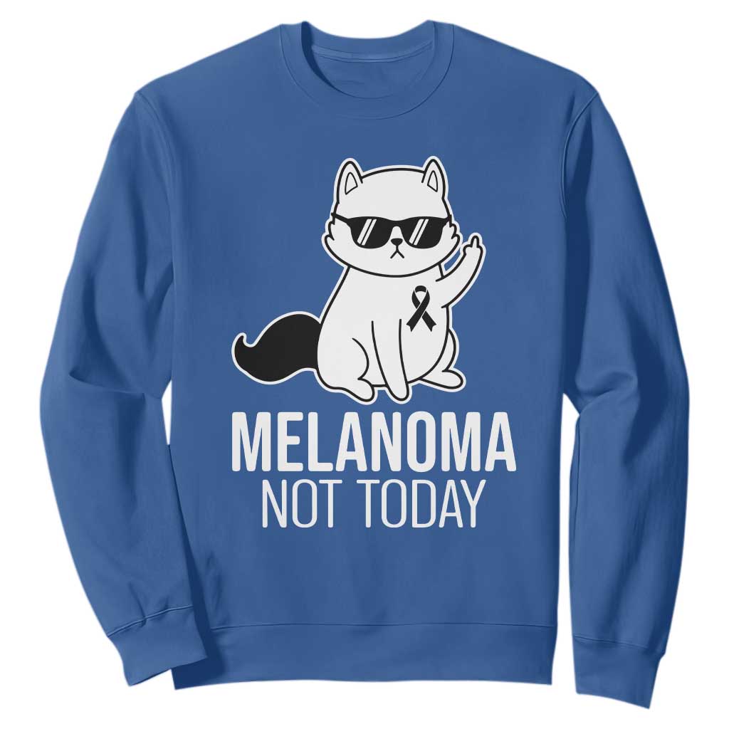 Melanoma Fighter Cat Sweatshirt Not Today Skin Cancer Awareness TS12 Royal Blue Print Your Wear