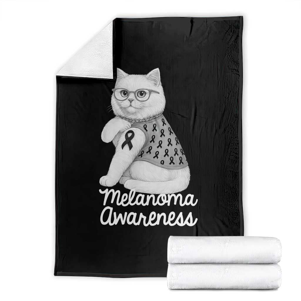 British Shorthair Skin Cancer Awareness Throw Blanket Melanoma Fighter Cat Gift TS12 Black Print Your Wear