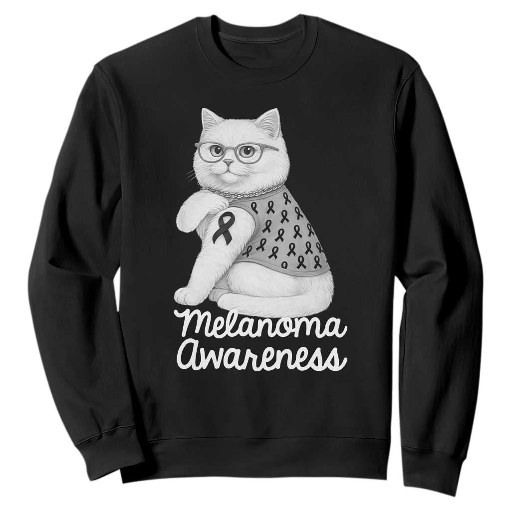 British Shorthair Skin Cancer Awareness Sweatshirt Melanoma Fighter Cat Gift TS12 Black Print Your Wear