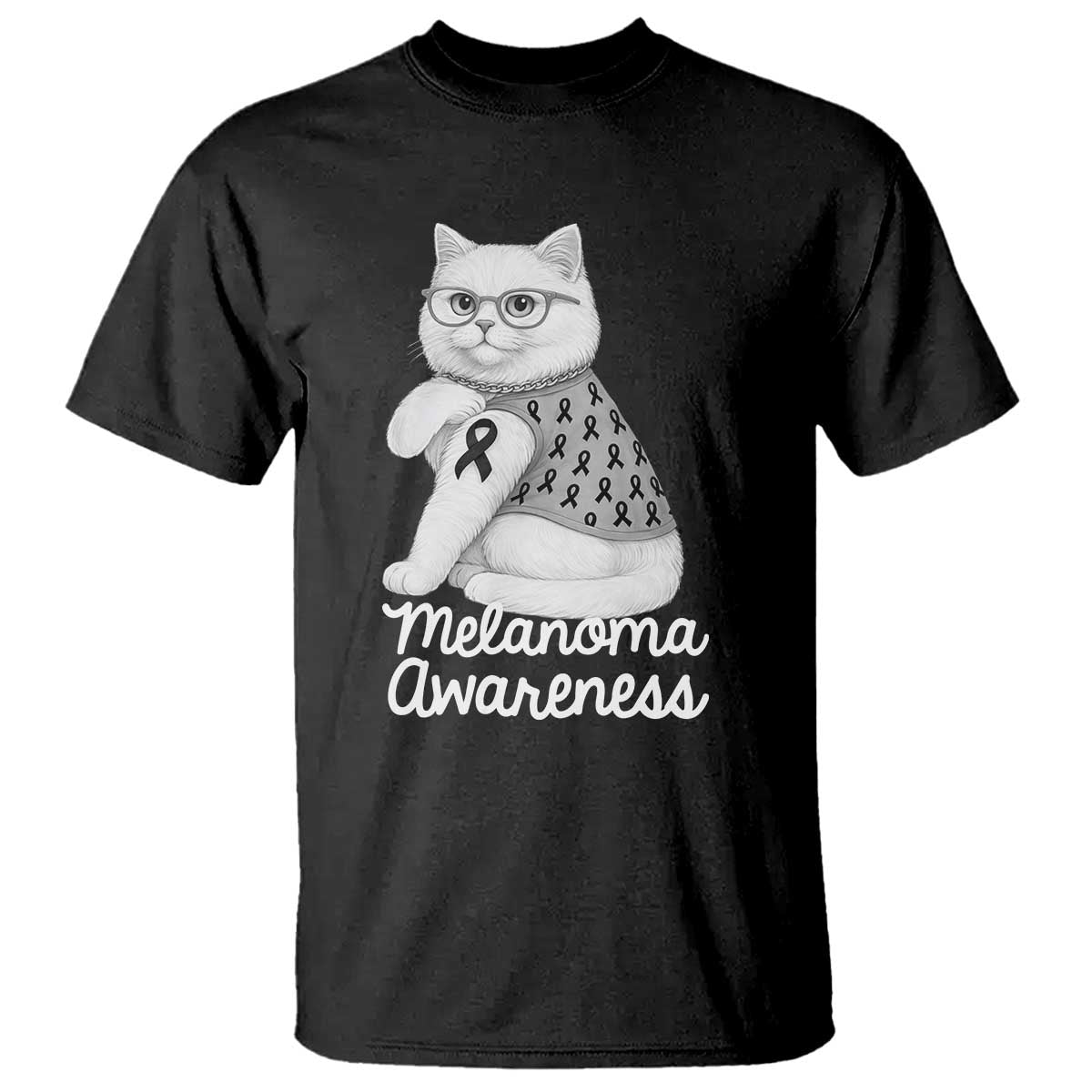 British Shorthair Skin Cancer Awareness T Shirt Melanoma Fighter Cat Gift TS12 Black Print Your Wear