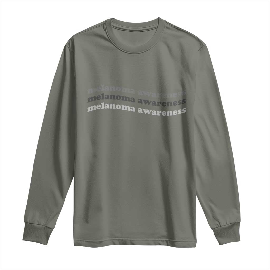 Melanoma Groovy Wavy Typography Long Sleeve Shirt Skin Cancer Warrior Gift TS12 Military Green Print Your Wear