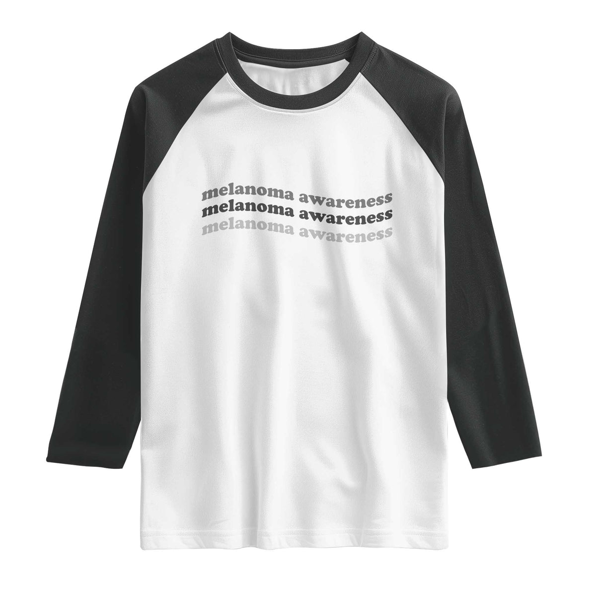 Melanoma Groovy Wavy Typography Raglan Shirt Skin Cancer Warrior Gift TS12 White Black Print Your Wear