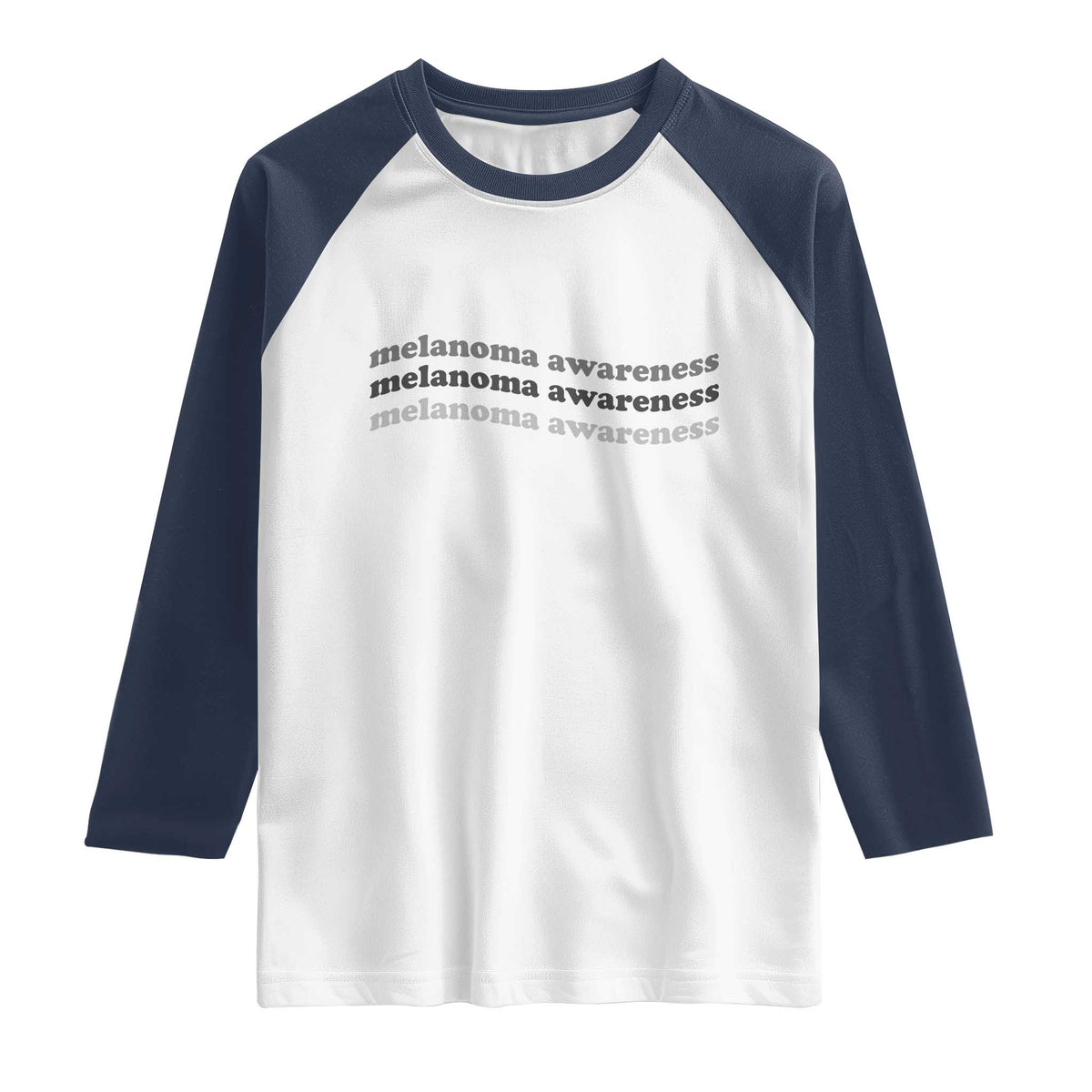 Melanoma Groovy Wavy Typography Raglan Shirt Skin Cancer Warrior Gift TS12 White Navy Print Your Wear