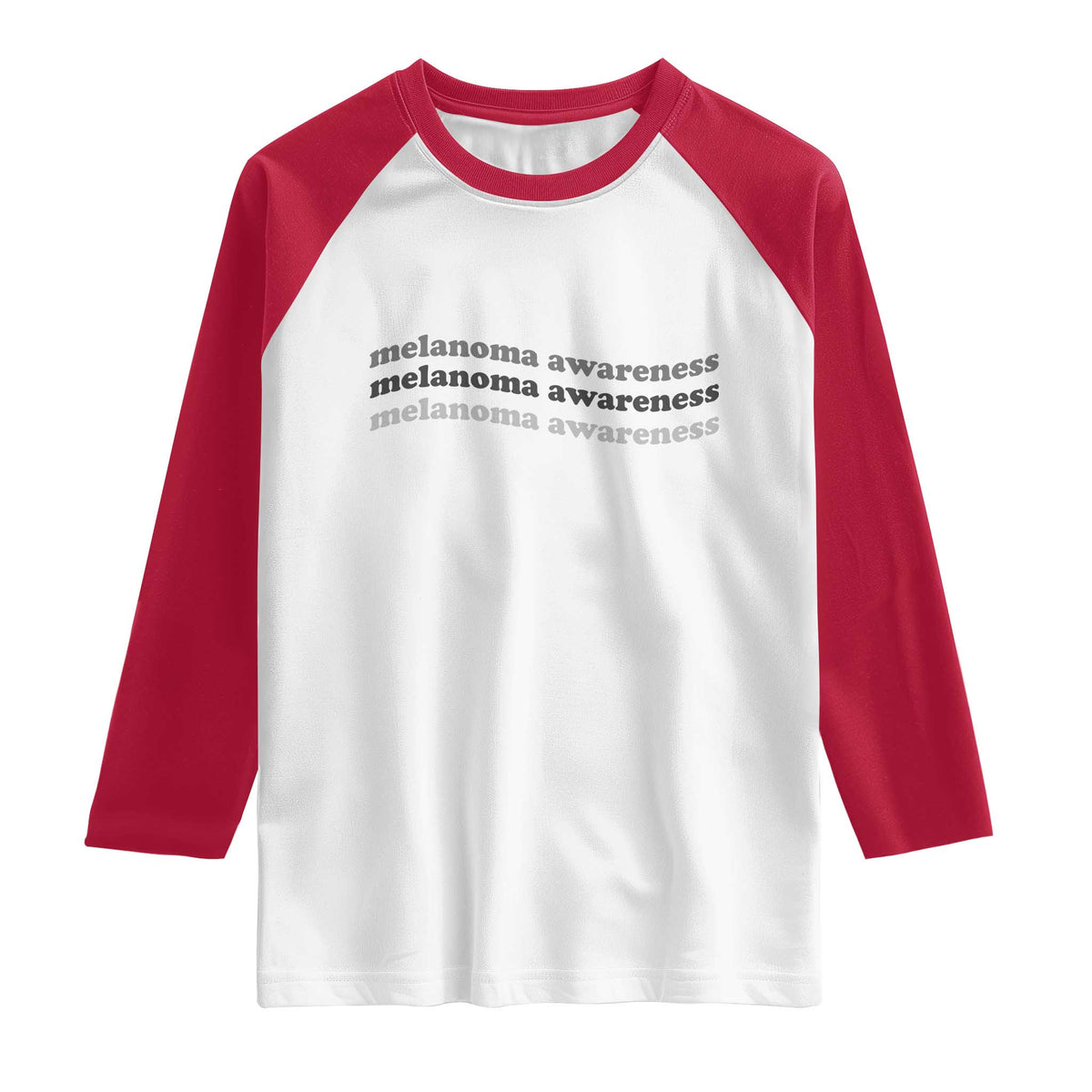 Melanoma Groovy Wavy Typography Raglan Shirt Skin Cancer Warrior Gift TS12 White Red Print Your Wear