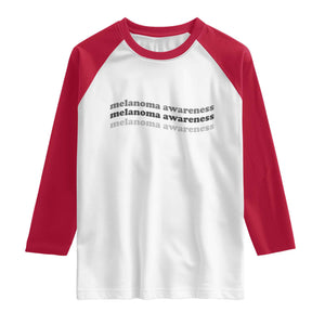 Melanoma Groovy Wavy Typography Raglan Shirt Skin Cancer Warrior Gift TS12 White Red Print Your Wear