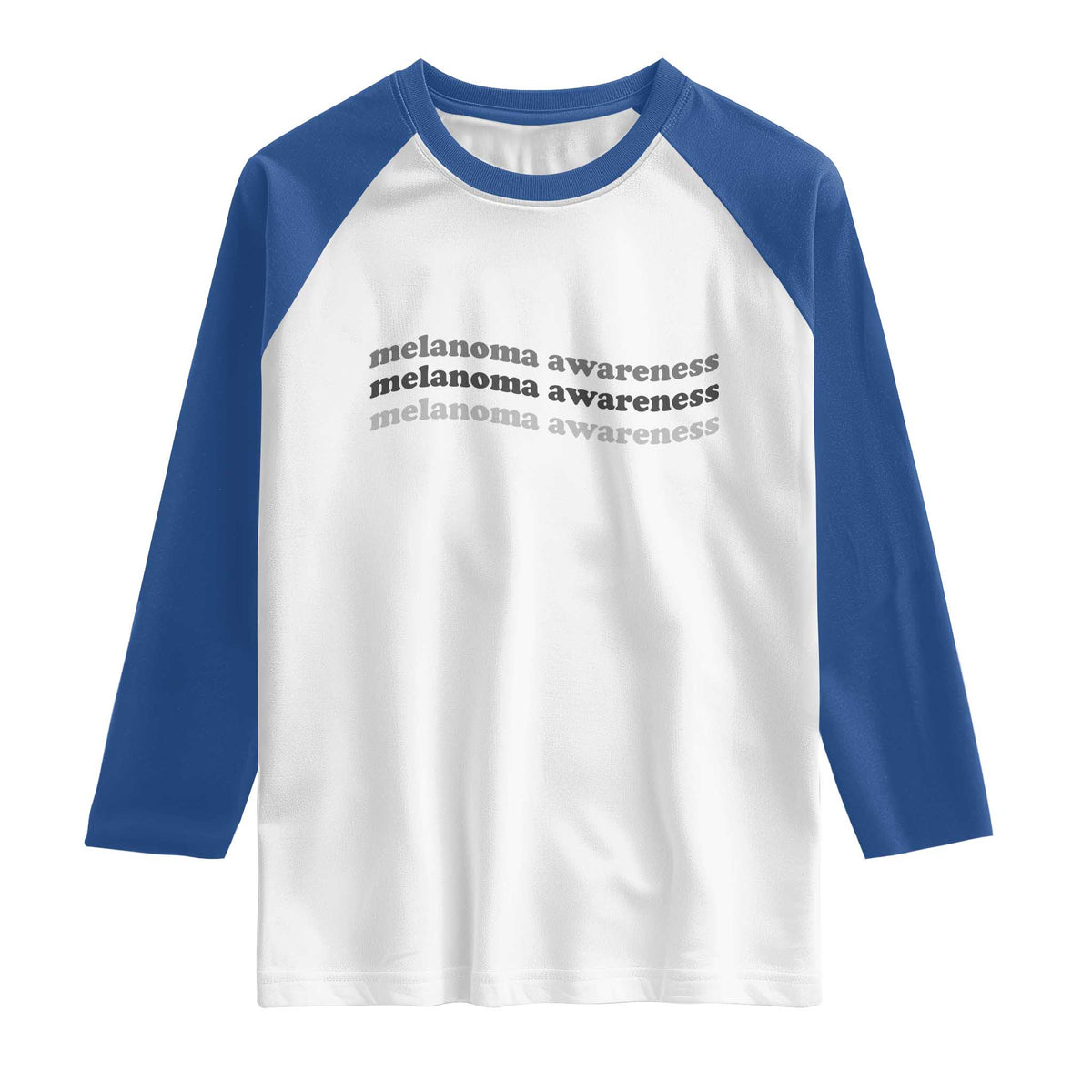 Melanoma Groovy Wavy Typography Raglan Shirt Skin Cancer Warrior Gift TS12 White Royal Print Your Wear