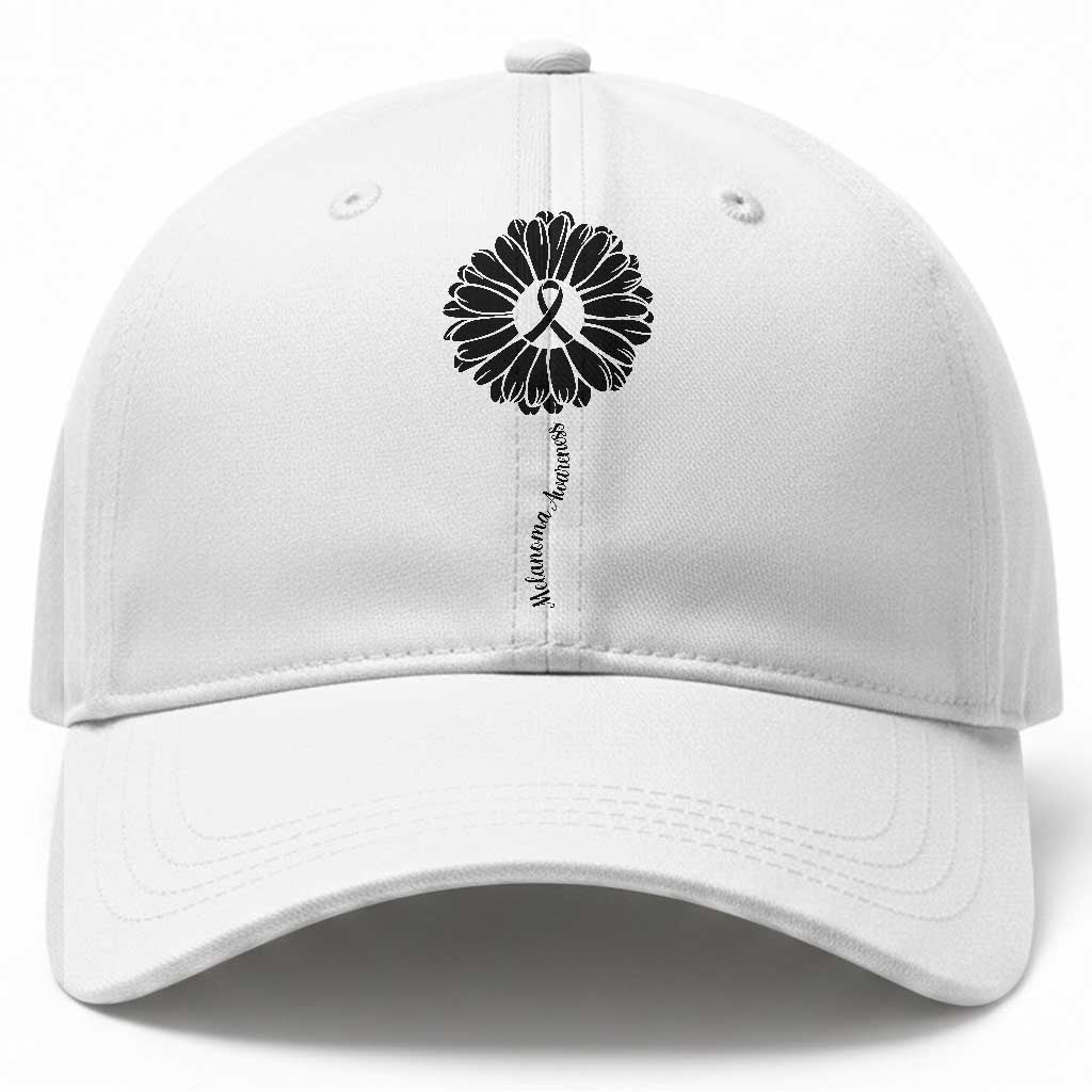 Melanoma Awareness Black Ribbon Flower Baseball Cap Skin Cancer Fighter Gift TS12 Print Your Wear