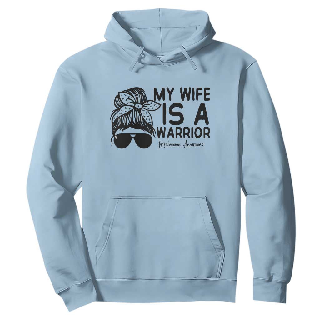 My Wife Is A Warrior Hoodie Melanoma Awareness Husband Gift TS12 Light Blue Print Your Wear