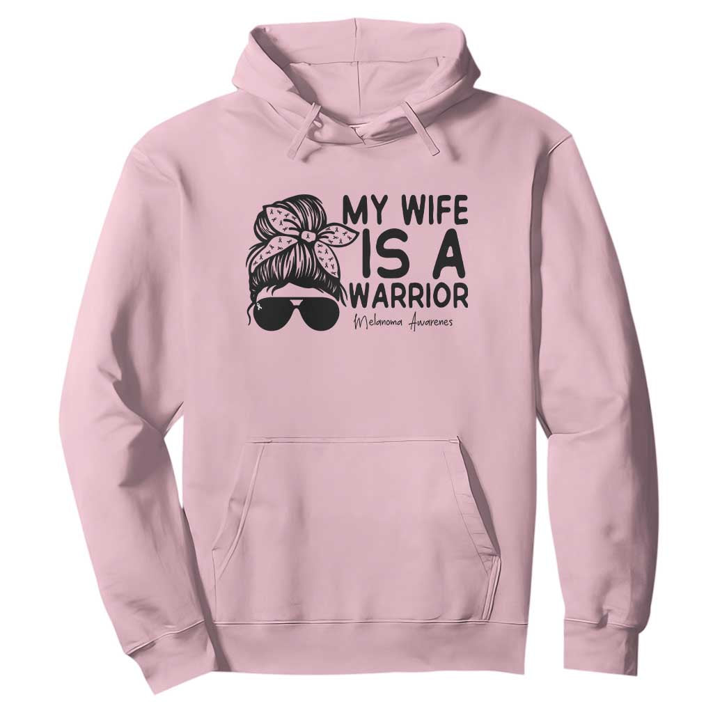 My Wife Is A Warrior Hoodie Melanoma Awareness Husband Gift TS12 Light Pink Print Your Wear