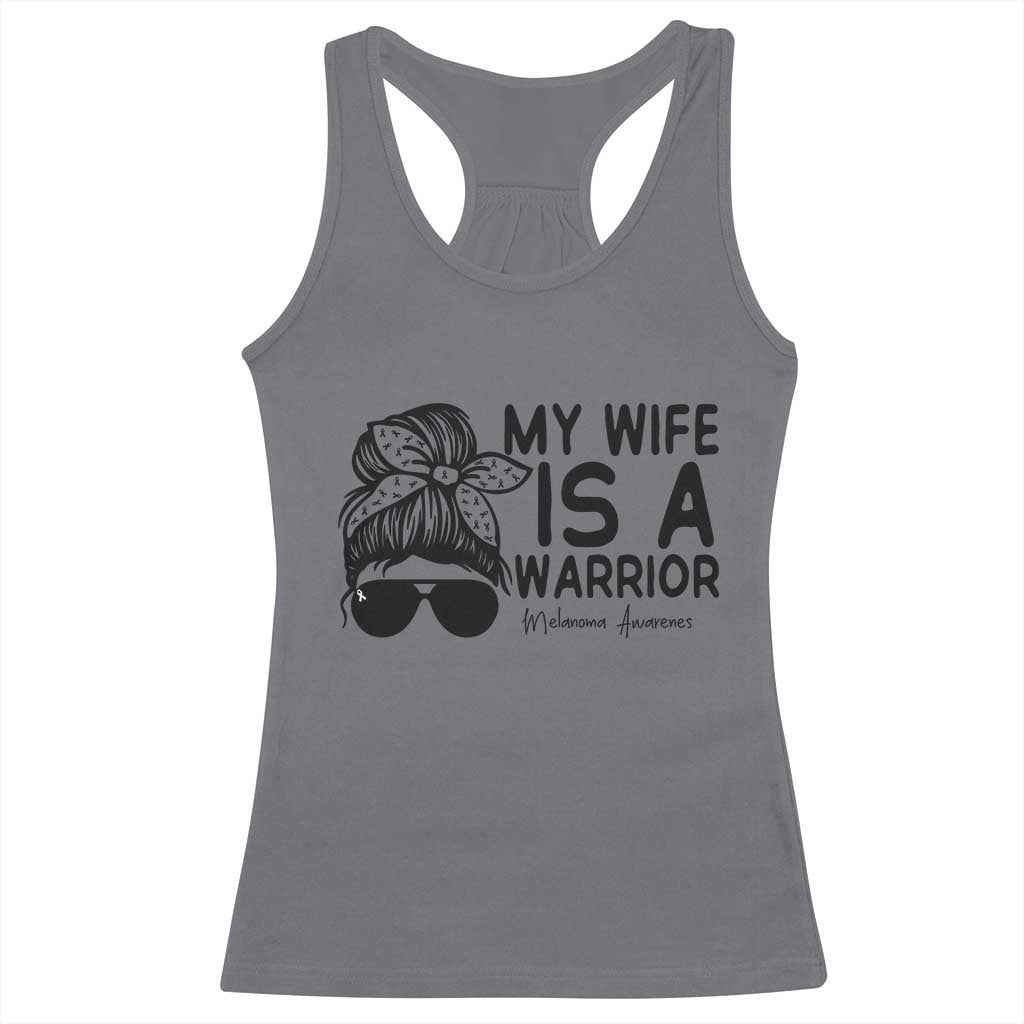 My Wife Is A Warrior Racerback Tank Top Melanoma Awareness Husband Gift TS12 Charcoal Print Your Wear