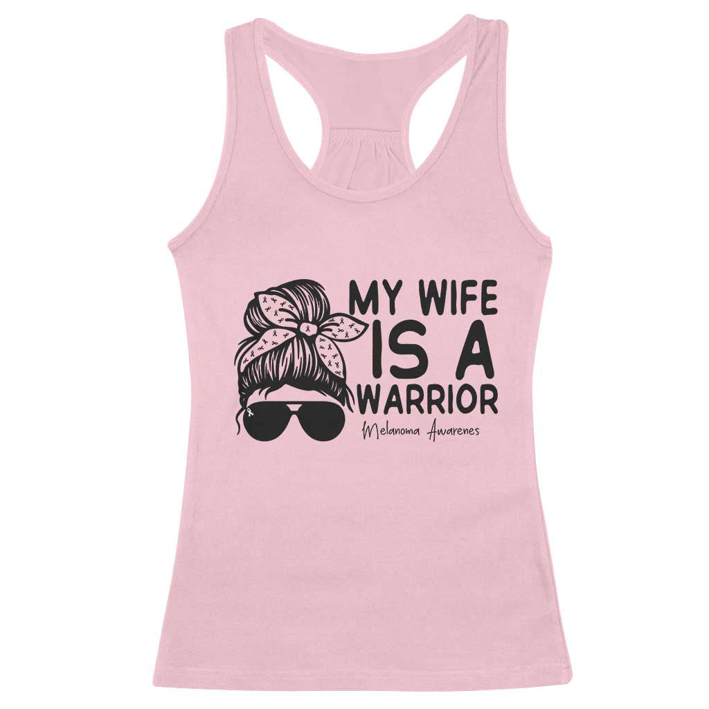 My Wife Is A Warrior Racerback Tank Top Melanoma Awareness Husband Gift TS12 Light Pink Print Your Wear