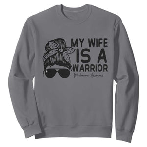 My Wife Is A Warrior Sweatshirt Melanoma Awareness Husband Gift TS12 Charcoal Print Your Wear