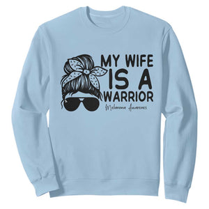 My Wife Is A Warrior Sweatshirt Melanoma Awareness Husband Gift TS12 Light Blue Print Your Wear