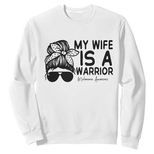My Wife Is A Warrior Sweatshirt Melanoma Awareness Husband Gift TS12 White Print Your Wear